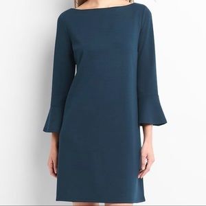 Gap Bell Sleeve Ponte Dress L Tall teal/blue